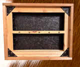 Western Belt Buckle Display Case - Tooled Faux Leather Background