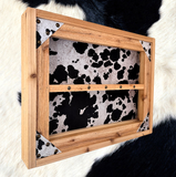 Belt Buckle Display Case - Faux Cowhide Hair Background