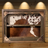 Belt Buckle Display with Genuine Cowhide Hair Background